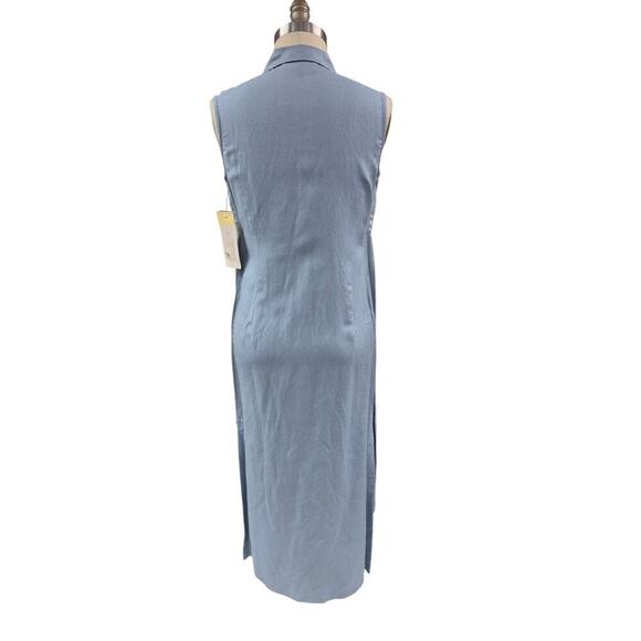 80s VTG NWT Cynthia Howie Maggy Boutique Linen Dress Sky Blue Embroidered Sz 10 - Picture 4 of 7